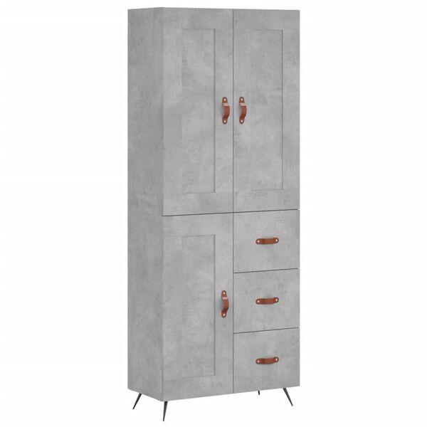 vidaXL Skř&iacute;ň highboard betonově &scaron;ed&aacute; 69,5x34x180 cm kompozitn&iacute; dřevo