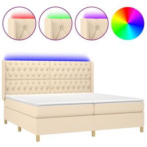 vidaXL Box spring postel s matrac&iacute; a LED kr&eacute;mov&aacute; 200x200 cm textil