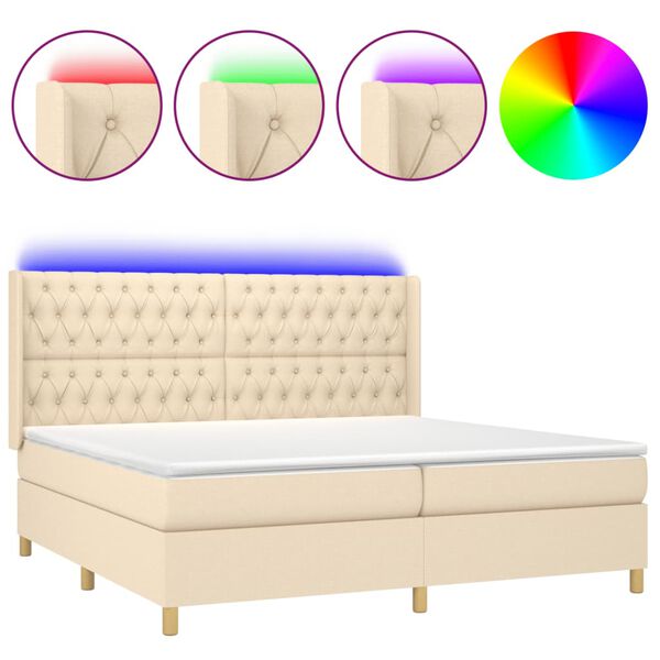 vidaXL Box spring postel s matrac&iacute; a LED kr&eacute;mov&aacute; 200x200 cm textil
