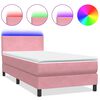 vidaXL Box spring postel s matrac&iacute; a LED růžov&aacute; 80x210 cm samet