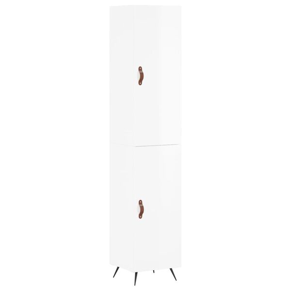 vidaXL Skř&iacute;ň highboard b&iacute;l&aacute; s vysok&yacute;m leskem 34,5x34x180 cm kompozit