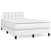 vidaXL Box spring postel s matrac&iacute; b&iacute;l&aacute; 120x200 cm uměl&aacute; kůže