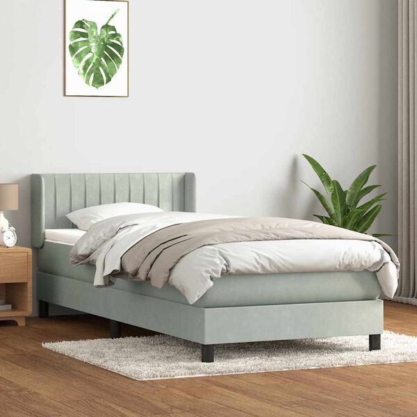 vidaXL Box spring postel s matrac&iacute; světle &scaron;ed&aacute; 80x220 cm samet