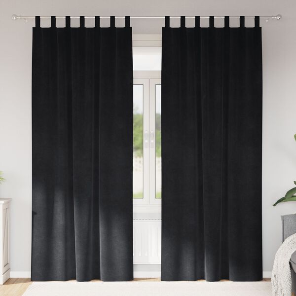 vidaXL Zatemňovac&iacute; z&aacute;věsy 2 pcs Čern&aacute; 140 x 245 cm samet