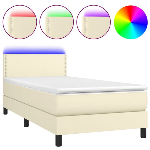 vidaXL Box spring postel s matrac&iacute; a LED kr&eacute;mov&aacute; 80x200 cm uměl&aacute; kůže
