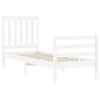 vidaXL R&aacute;m postele s čelem b&iacute;l&yacute; Small Single masivn&iacute; dřevo