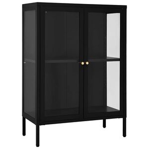 vidaXL Př&iacute;born&iacute;k čern&yacute; 75 x 35 x 105 cm ocel a sklo