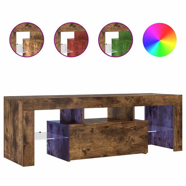 vidaXL TV skř&iacute;ňka s LED osvětlen&iacute;m kouřov&yacute; dub 120 x 35 x 40 cm