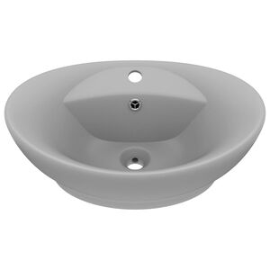 vidaXL Luxusn&iacute; umyvadlo přepad ov&aacute;ln&eacute; matn&eacute; světle &scaron;ed&eacute; 58,5 x 39 cm