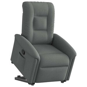 vidaXL Zvedac&iacute; polohovac&iacute; křeslo tmavě &scaron;ed&eacute; textil