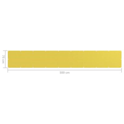vidaXL Balkonová zástěna žlutá 75 x 500 cm HDPE
