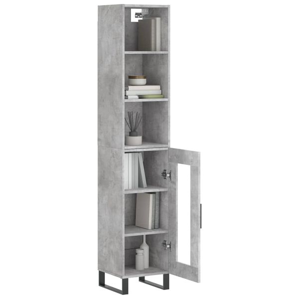 vidaXL Skř&iacute;ň highboard betonově &scaron;ed&aacute; 34,5x34x180 cm kompozitn&iacute; dřevo