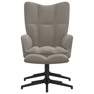vidaXL Relaxační křeslo se stoličkou světle šedé samet