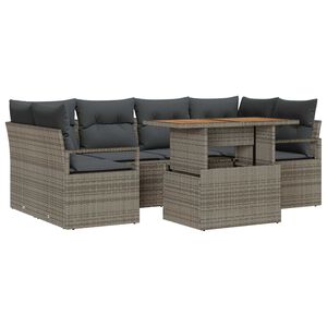 vidaXL Sada zahradn&iacute;ch pohovek s &uacute;loži&scaron;těm 7 pcs &Scaron;ed&aacute; Poly ratan