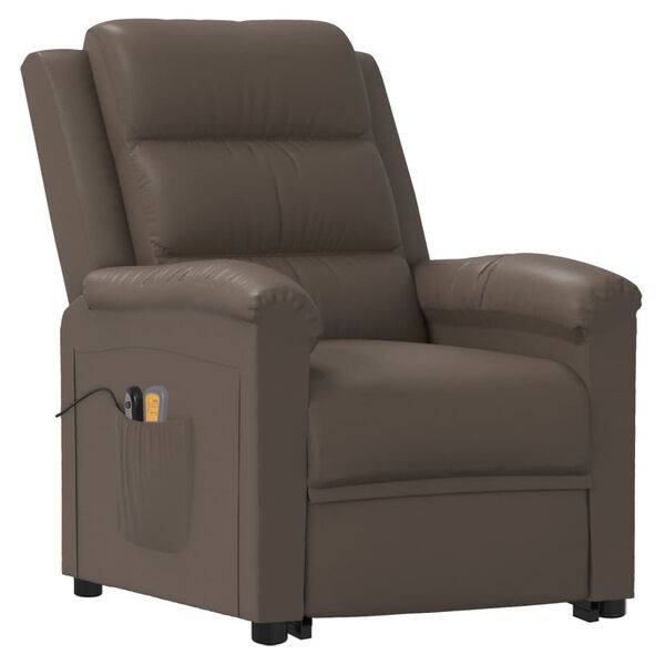 vidaXL Zvedac&iacute; mas&aacute;žn&iacute; křeslo &scaron;ed&eacute; uměl&aacute; kůže