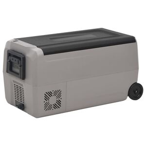 vidaXL Chladic&iacute; box s kolečky a rukojet&iacute; čern&yacute; a &scaron;ed&yacute; 50 l PP a PE