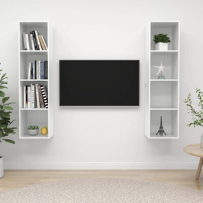 vidaXL Nástěnné TV skříňky 2 ks bílé s vysokým leskem kompozitní dřevo