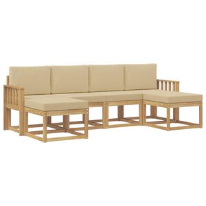 vidaXL Venkovn&iacute; pohovkov&aacute; souprava 6 pcs B&iacute;l&aacute; a b&eacute;žov&aacute; Polyester