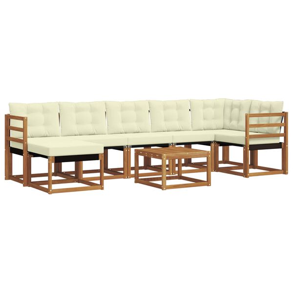 vidaXL Venkovn&iacute; pohovkov&aacute; souprava 8 pcs Přirozen&aacute; a Kr&eacute;mov&aacute;