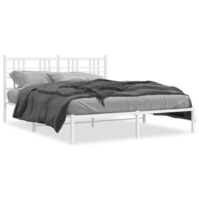 vidaXL Kovový rám postele s čelem bílý 150 x 200 cm