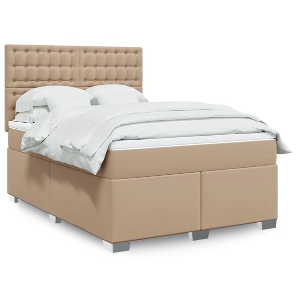 vidaXL Box spring postel s matrac&iacute; cappuccino 160x200 cm uměl&aacute; kůže