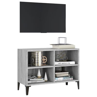 vidaXL TV stolek s kovovými nohami šedý sonoma 69,5 x 30 x 50 cm