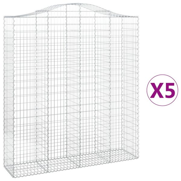 vidaXL Klenut&eacute; gabionov&eacute; ko&scaron;e 5 ks 200x50x220/240cm pozinkovan&eacute; železo
