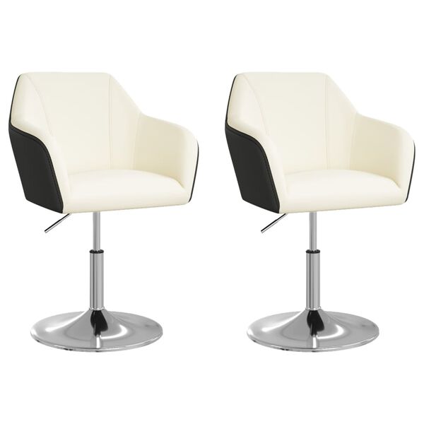 vidaXL J&iacute;deln&iacute; židle 2 ks b&iacute;ločern&eacute; uměl&aacute; kůže