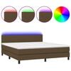 vidaXL Box spring postel s matrac&iacute; a LED tmavě hněd&aacute; 160x200 cm textil