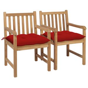 vidaXL Zahradn&iacute; židle 2 ks červen&eacute; podu&scaron;ky masivn&iacute; teak