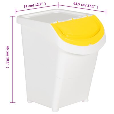 vidaXL Stohovatelné odpadkové koše s víky 3 ks bílé PP 120 l