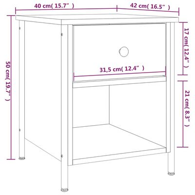 vidaXL Noční stolek dub sonoma 40 x 42 x 50 cm kompozitní dřevo