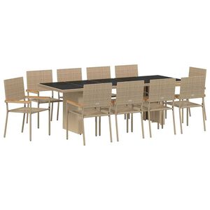 vidaXL Zahradn&iacute; j&iacute;deln&iacute; souprava 11 pcs B&eacute;žov&aacute; polyratan