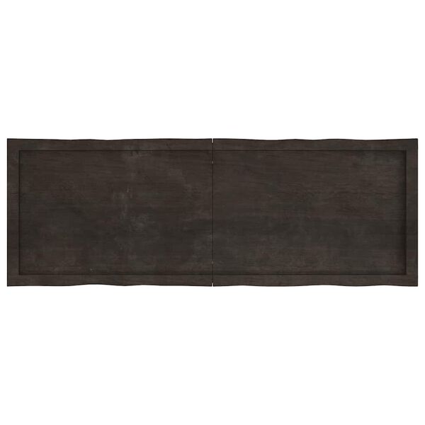 vidaXL Stoln&iacute; deska tmavě hněd&aacute; 140x50x(2-6)cm o&scaron;etřen&yacute; dub živ&aacute; hrana