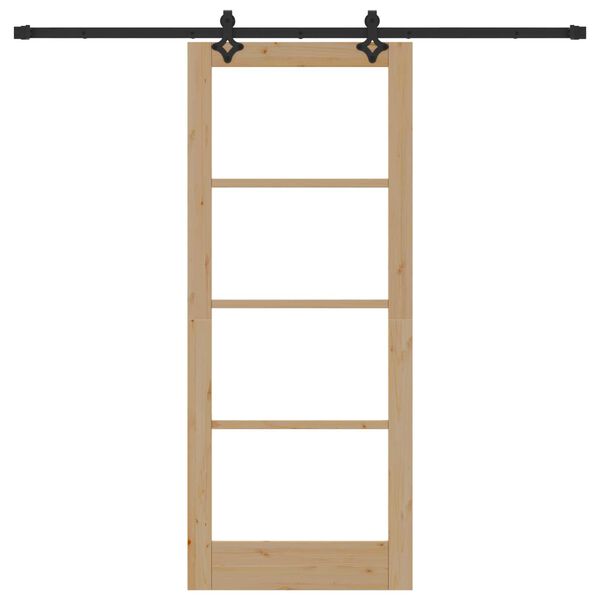 vidaXL Posuvn&eacute; dveře Př&iacute;rodn&iacute; 83 x 202 cm Masivn&iacute; borov&eacute; dřevo a sklo