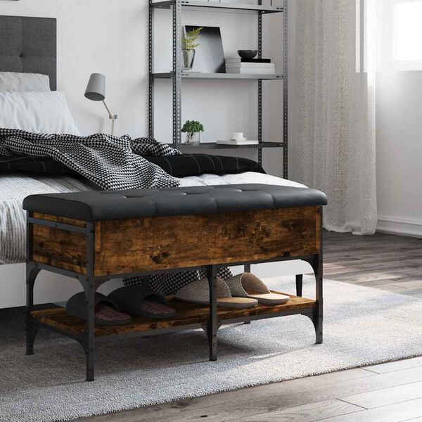 vidaXL Lavice s botn&iacute;kem kouřov&yacute; dub 82 x 42 x 45 cm kompozitn&iacute; dřevo