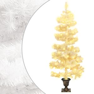 vidaXL Spir&aacute;lov&yacute; v&aacute;nočn&iacute; stromek s LED a květin&aacute;čem b&iacute;l&yacute; 120 cm PVC