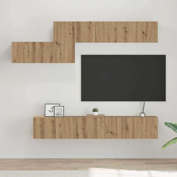 vidaXL Sestava TV skř&iacute;něk N&aacute;stěnn&yacute; 7 pcs dub artisan 60 x 30 x 30 cm
