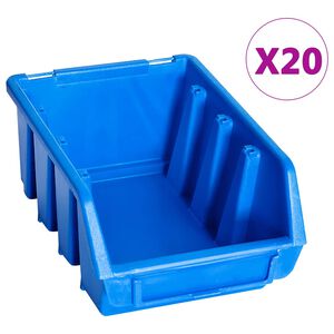 vidaXL Stohovateln&eacute; &uacute;ložn&eacute; z&aacute;sobn&iacute;ky 20 ks modr&eacute; plast