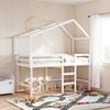 vidaXL Patrov&aacute; postel s žebř&iacute;kem a střechou b&iacute;l&aacute; 90 x 190 cm borovice