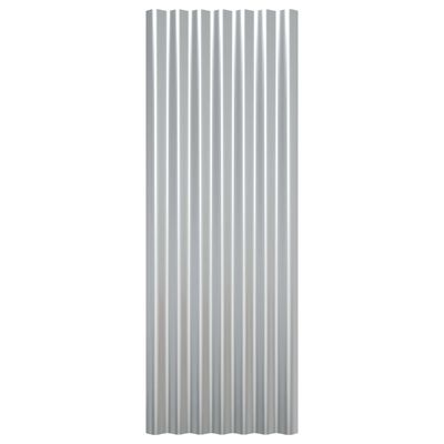 vidaXL Střešní panely 12 ks práškově lakovaná ocel stříbrné 100x36 cm