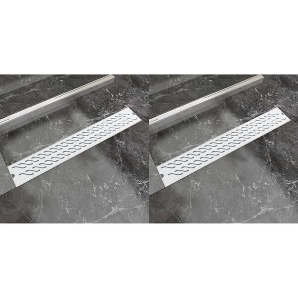 vidaXL Rovn&yacute; sprchov&yacute; odtokov&yacute; žlab 2ks vlnky 730x140mm nerezov&aacute; ocel