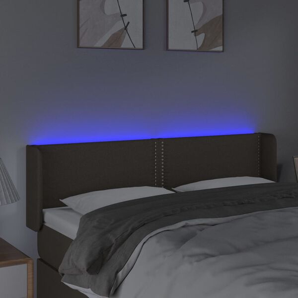vidaXL Čelo postele s LED taupe 147 x 16 x 78/88 cm textil