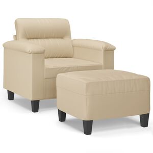 vidaXL Křeslo s podnožkou kr&eacute;mov&eacute; 60 cm tkanina z mikrovl&aacute;kna