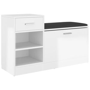 vidaXL Lavice s botn&iacute;kem b&iacute;l&aacute; vysok&yacute; lesk 94,5x31x57 cm kompozit