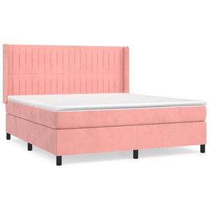 vidaXL Box spring postel s matrac&iacute; růžov&aacute; 160x200 cm samet
