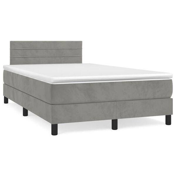 vidaXL Box spring postel s matrac&iacute; světle &scaron;ed&aacute; 120x190 cm samet