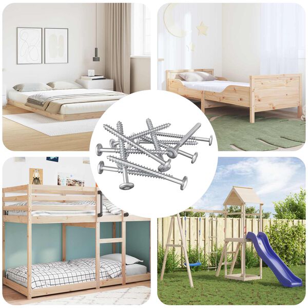 vidaXL Dřevěn&eacute; &scaron;rouby 1900 pcs Stř&iacute;brn&aacute; Ocel