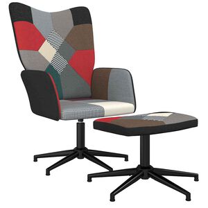 vidaXL Relaxačn&iacute; křeslo se stoličkou patchwork textil