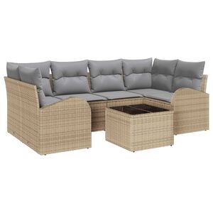 vidaXL Sada zahradn&iacute;ch pohovek 7 pcs Beige a &scaron;ed&aacute; polyratan